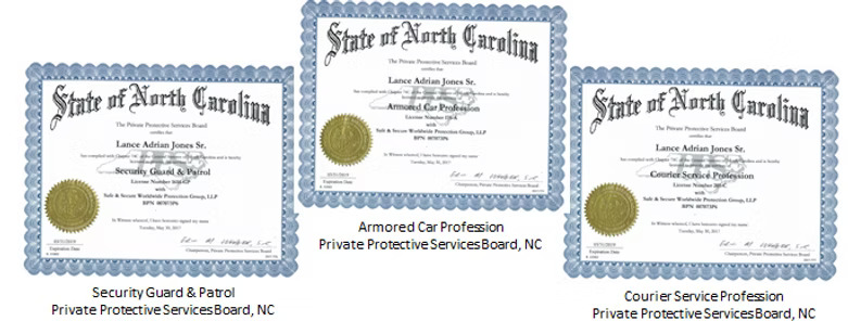 State of North Carolina certifications