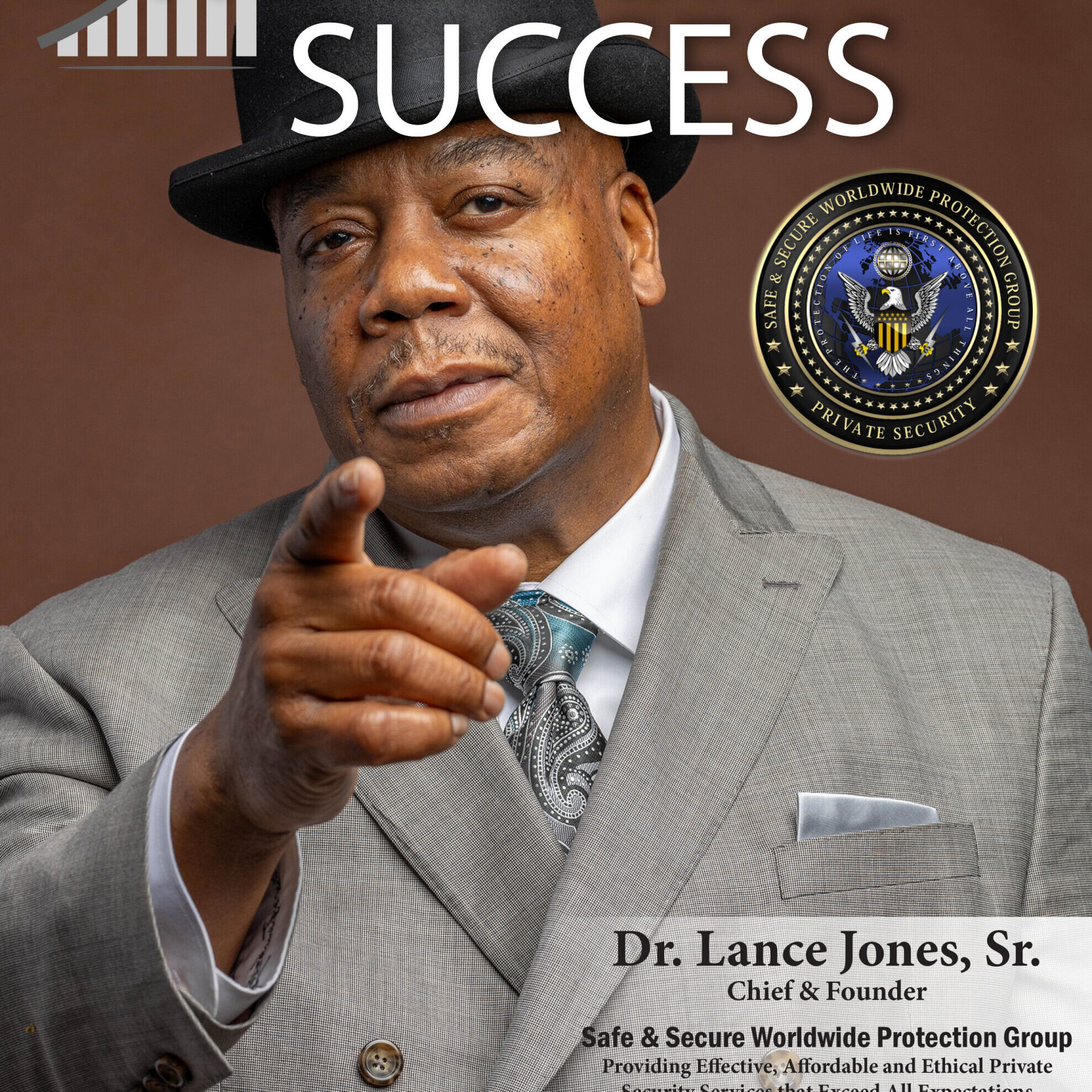 Man in suit on magazine cover.